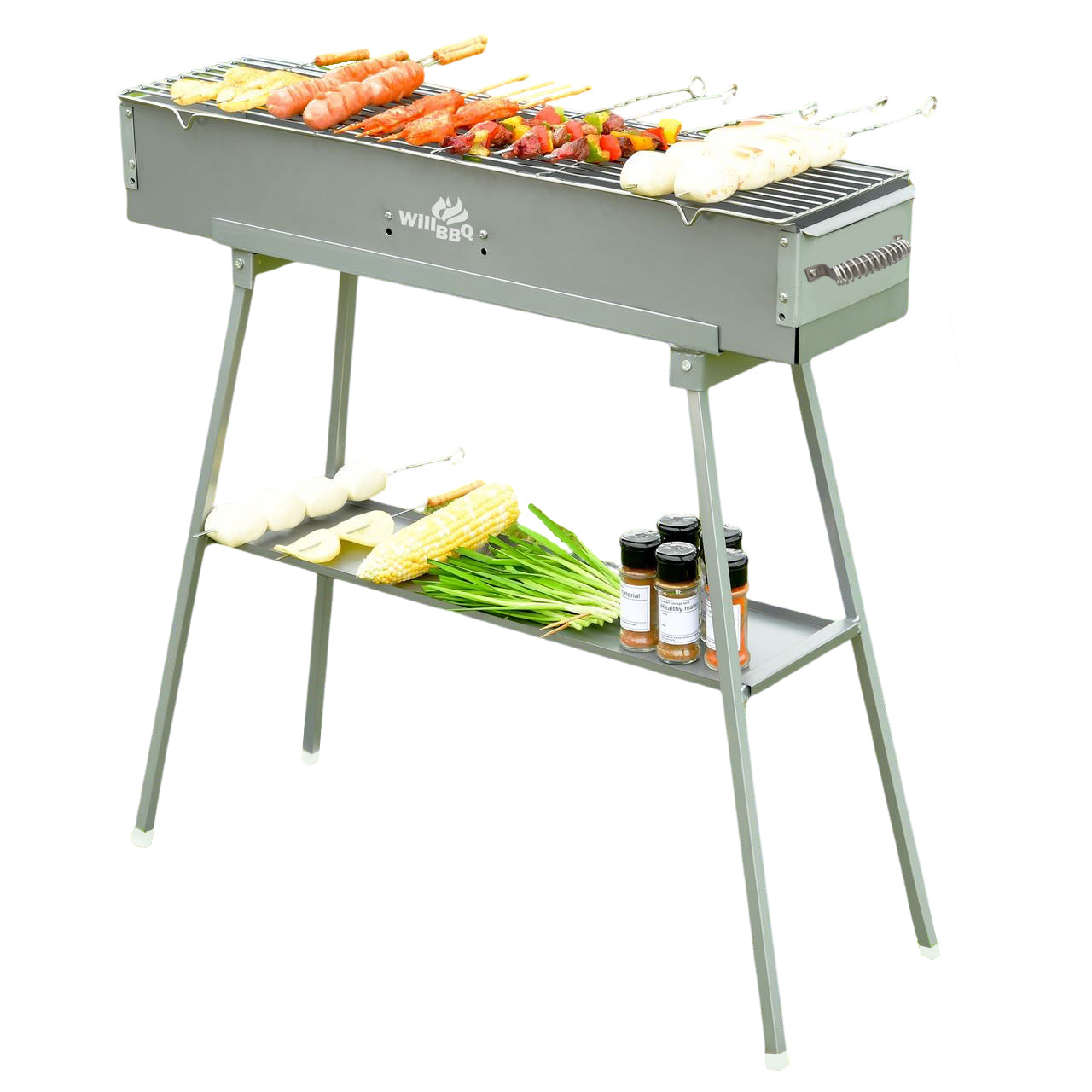 WillBBQ 80cm(L) * 18cm(W) Charcoal Hibachi Grill