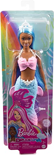 Barbie Dreamtopia Mermaid Doll, Blue Hair with Pink & Blue Ombre Mermaid Tail