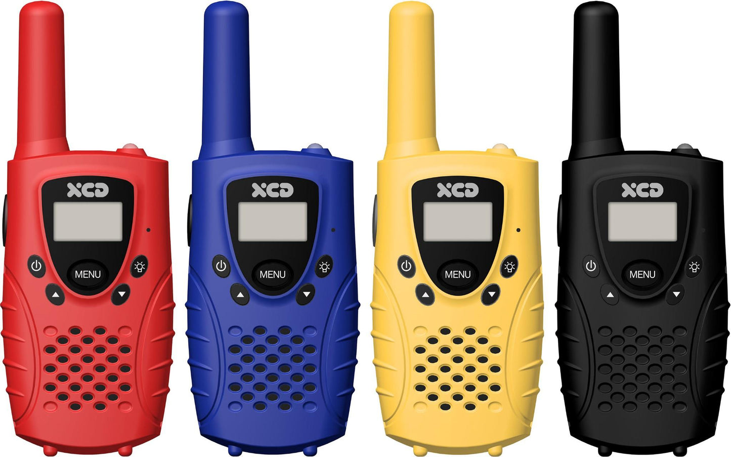 XCD UHF CB 0.5W Handheld Radio 4 Pack (Red/Blue/Yellow/Black)