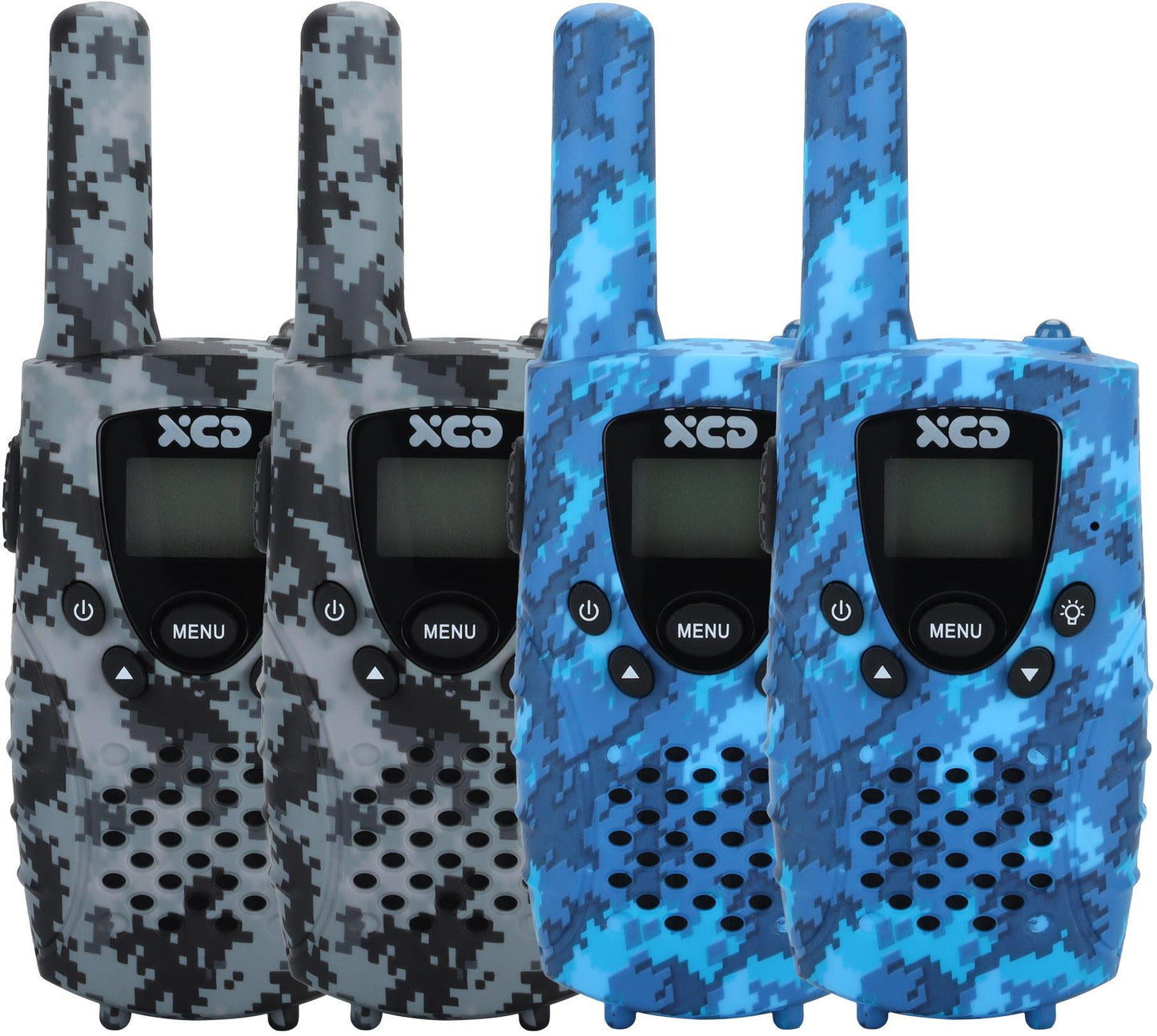 XCD UHF CB 0.5W Handheld Radio 4 Pack (Camo Grey/Camo Blue)
