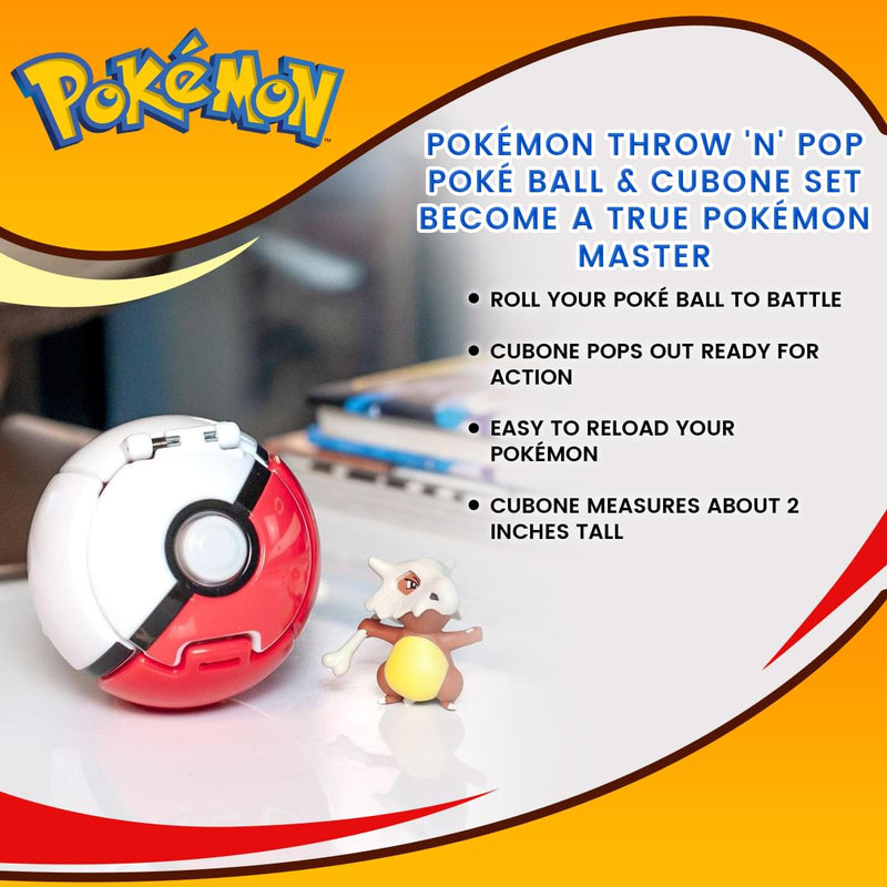 TOMY Pokemon Thow n Pop Poke Ball, Cubone and Poke Ball