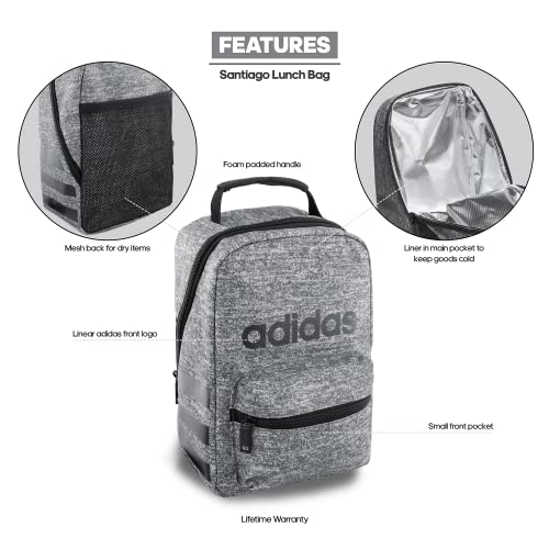 adidas Unisex Santiago Insulated Lunch Bag, Onix Jersey/Black