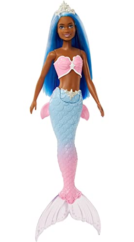 Barbie Dreamtopia Mermaid Doll, Blue Hair with Pink & Blue Ombre Mermaid Tail