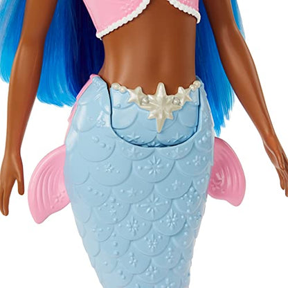 Barbie Dreamtopia Mermaid Doll, Blue Hair with Pink & Blue Ombre Mermaid Tail