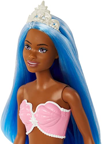 Barbie Dreamtopia Mermaid Doll, Blue Hair with Pink & Blue Ombre Mermaid Tail