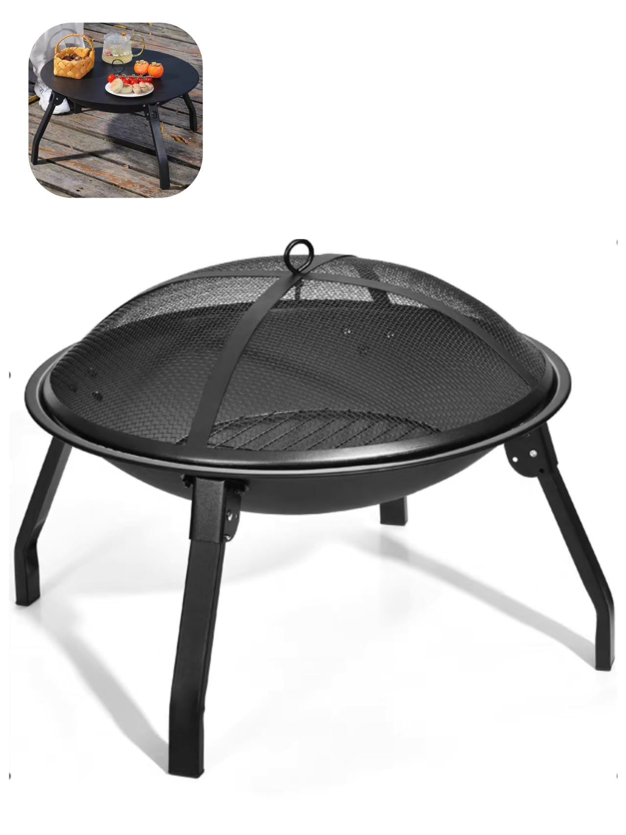 WillBBQ Foldable Fire Pit & Charcoal Grill Set