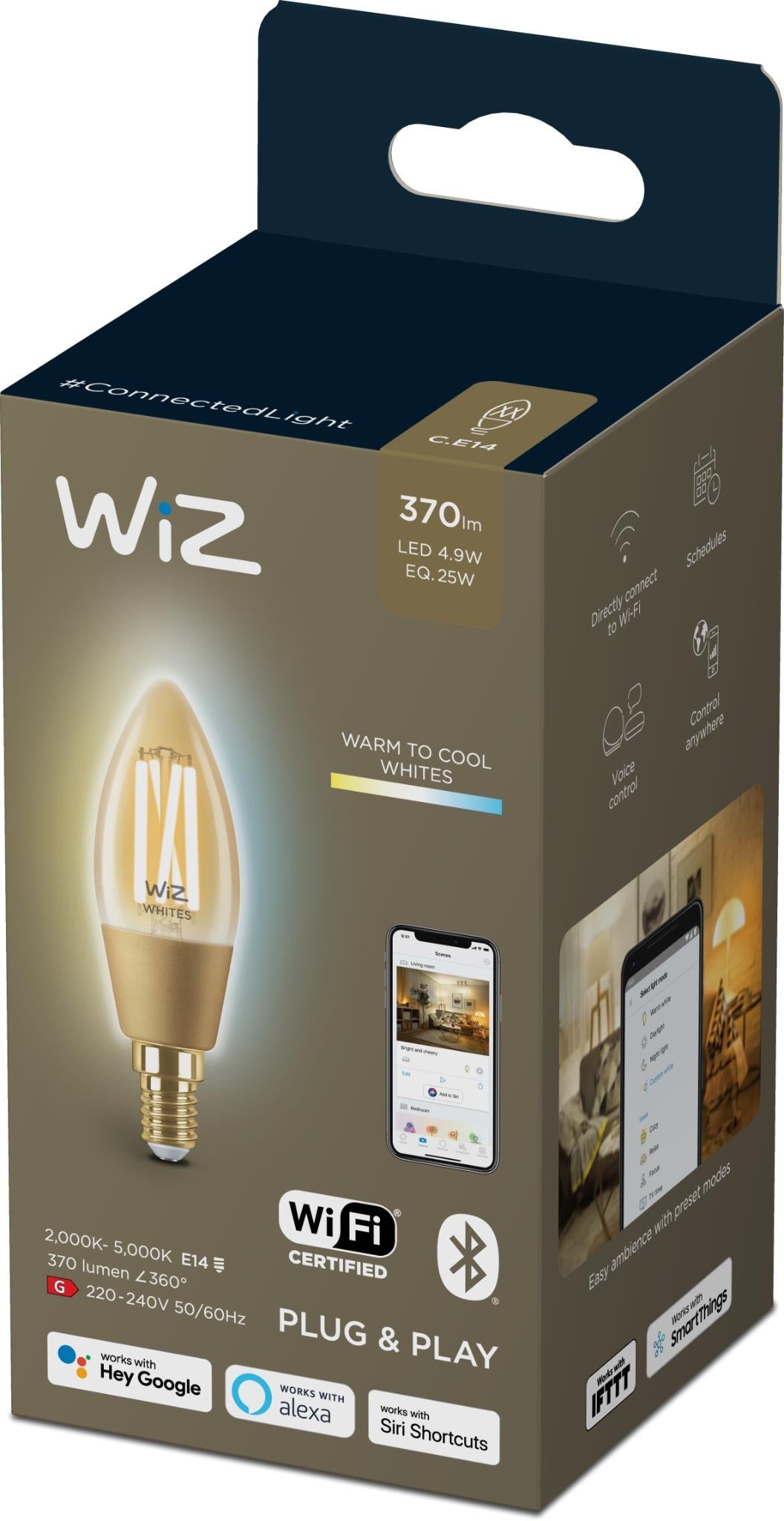 WiZ Filament C35 E14 Smart Candle Bulb