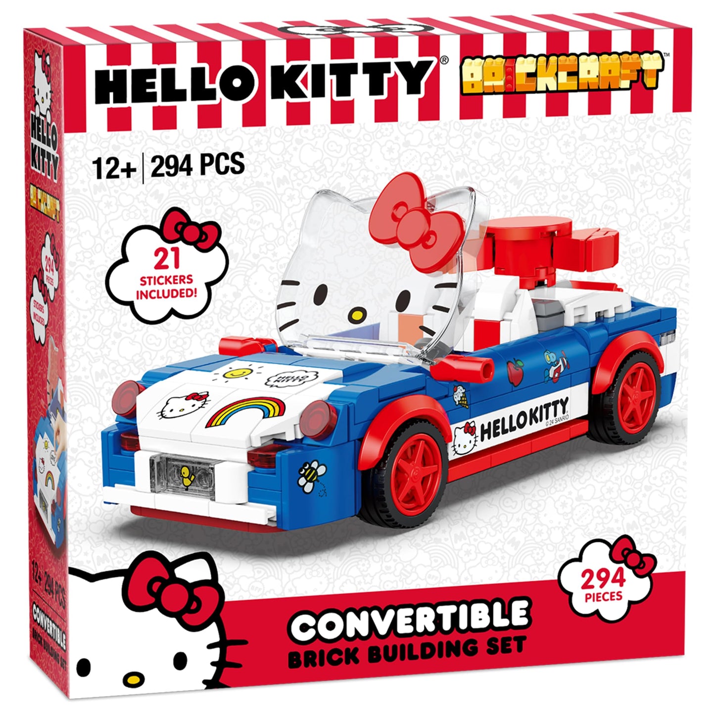 Brickcraft Officially Licensed Sanrio Hello Kitty Custom Convertible, 294 Pieces Building Set
