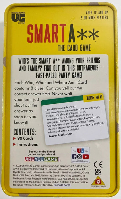 University Games Smart A** Tin Card Game