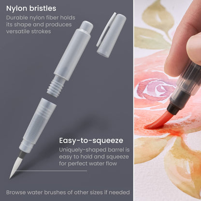 ARTEZA Watercolor Paint Set, 12 Pastel Tones Half Pans, Watercolor Set with Brush, Semi Moist Pastel Paint