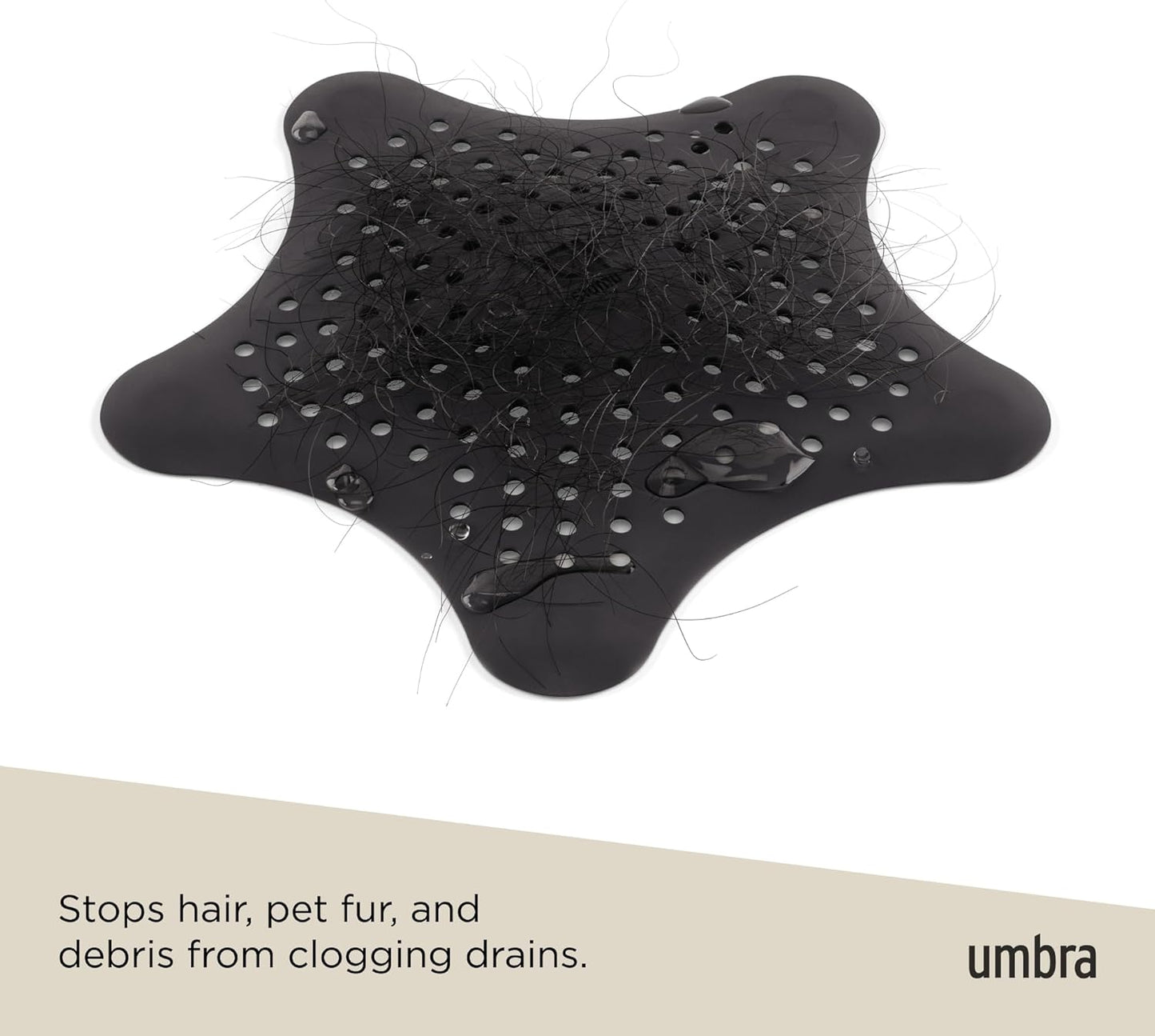 Umbra Starfish Drain Cover/Hair Catcher, Black