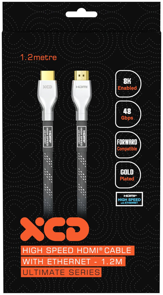 XCD Essentials Ultra High Speed Braided HDMI Cable 4K/8K 1.2m V2