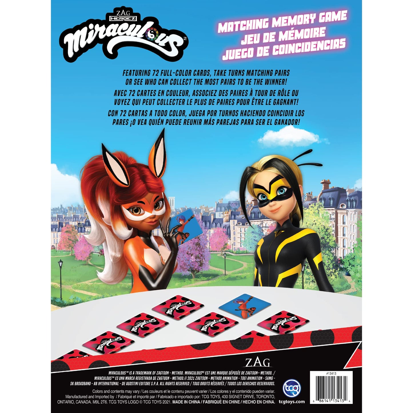 Zag Heroez Miraculous Ladybug Memory Matching Game - 72 Memory Cards