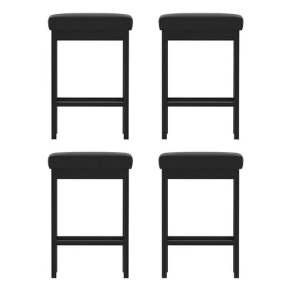 A Set of 4 Artiss Metal Bar Stools PU Seat Dining Counter Chairs