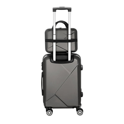 Wanderlite 2Set 20 Inch Luggage Case with 12 Inch Handheld Luggage Box Hard Shell Travel Suitcase TSA Lock Dark Grey