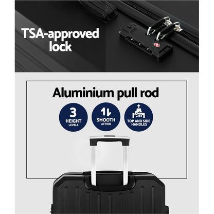 Wanderlite 28-inch Luggage Set with TSA Lock�ABS Hard Shell Travel Suitcase Organiser Luggage Case Black