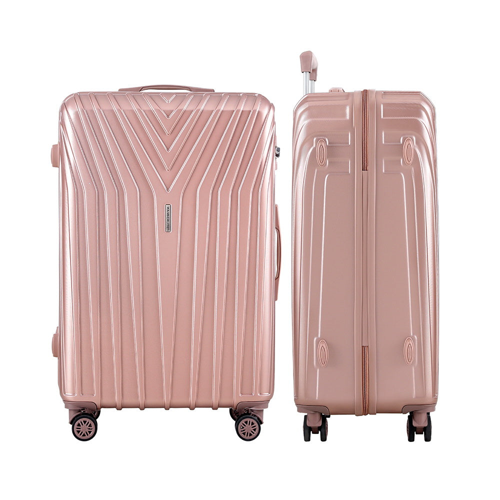 Wanderlite 3 Set Luggage 20-24-28 Inch Suitcase with TSA Lock Carry On Hard Shell Travel Luggage Organiser Case Pink