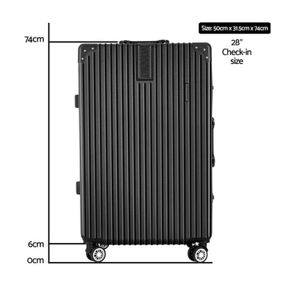 Wanderlite 28 Inch Luggage with TSA Lock Stainless�Steel�Wrapped�Corners Hard Shell Travel Suitcase Luggage Case Black