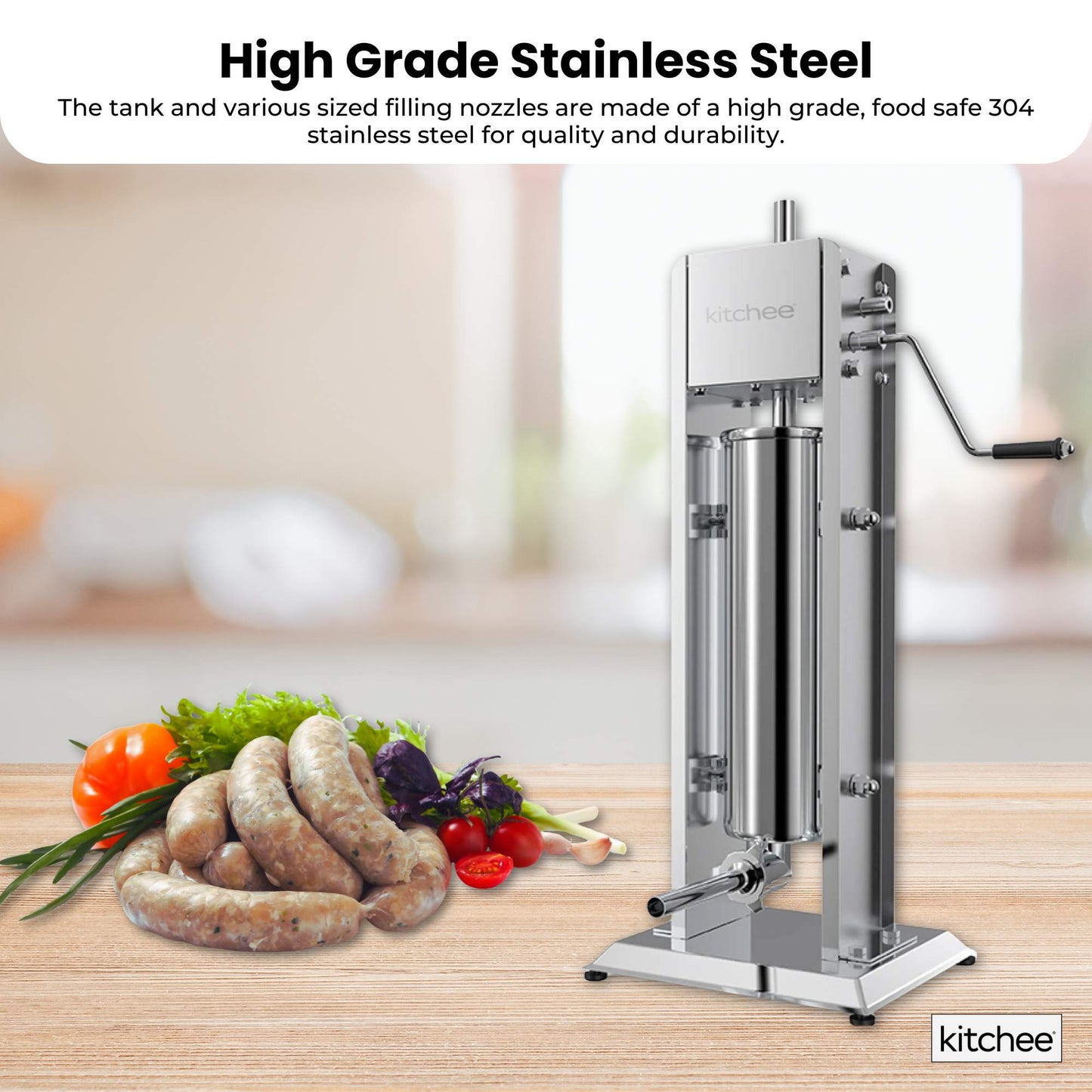 7L Manual Vertical Sausage Filler - Stainless Stuffer Meat Press Machine