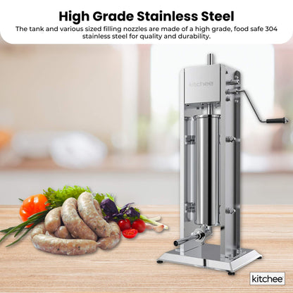 7L Manual Vertical Sausage Filler - Stainless Stuffer Meat Press Machine