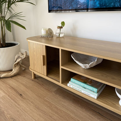 160cm Ribbed Natural Entertainment Unit