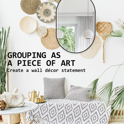 2 Set Wall Mirror Oval Aluminum Frame Bathroom 50x75cm BLACK