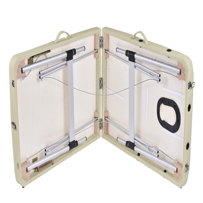 YES4HOMES 3 Fold Portable Aluminium Massage Table Massage Bed Beauty Therapy Beige