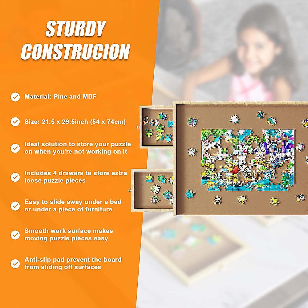 Wooden Jigsaw Puzzle Table Board Storage Table Tray Puzzle For Adult Kid