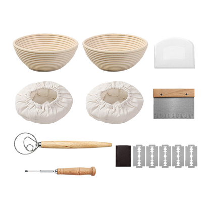 2 x 9" Sourdough Bread Proofing Set Bread Making Kit Round Bowls