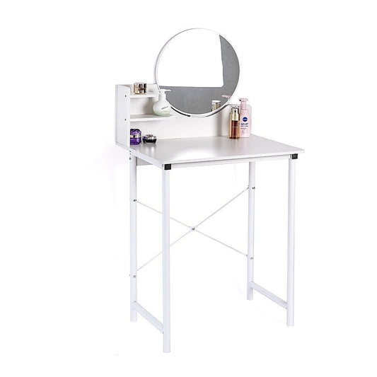 White Dressing Table with Mirror – Makeup Vanity Desk for Bedroom