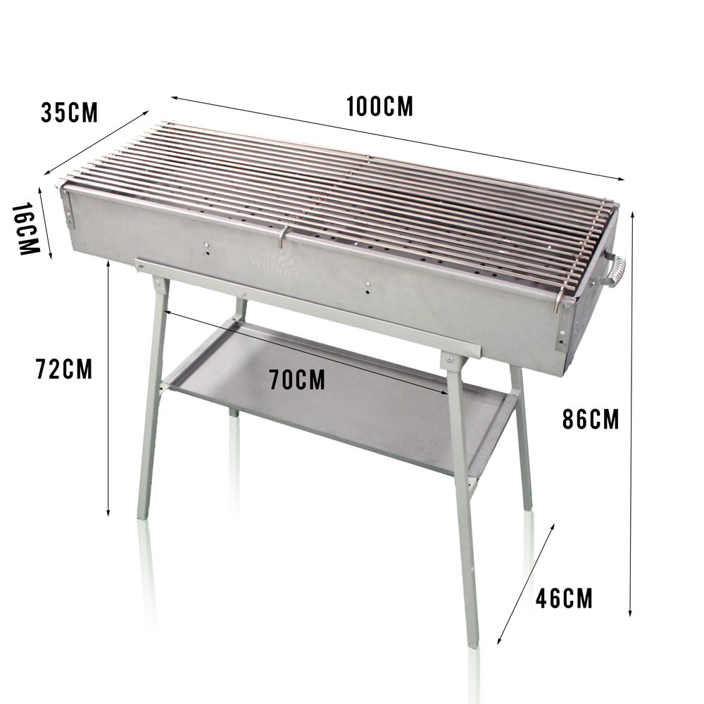 WillBBQ 100cm(L) * 35cm(W)  Heavy Duty Charcoal Hibachi Grill