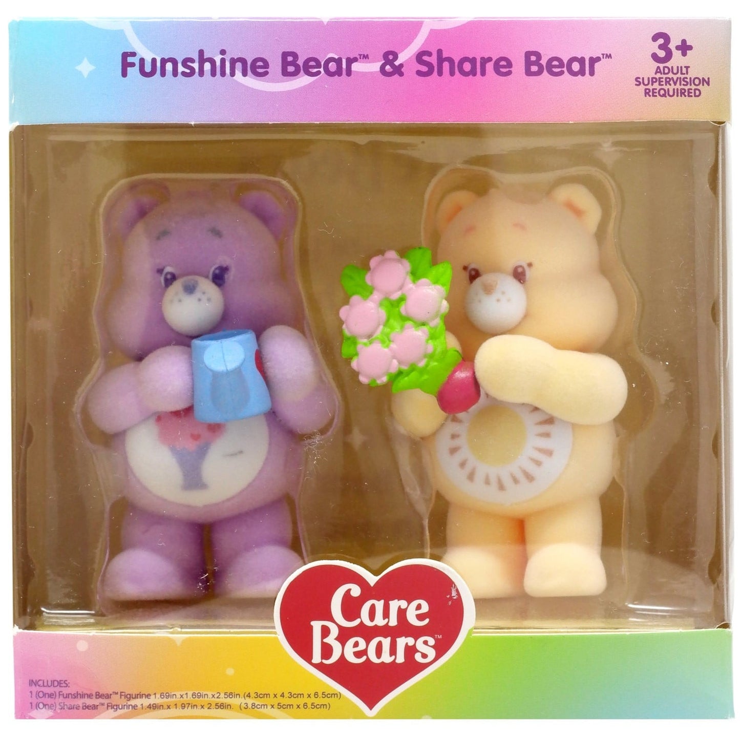Care Bears Funshine Bear & Share Bear Mini Figure 2-Pack (Flocked)